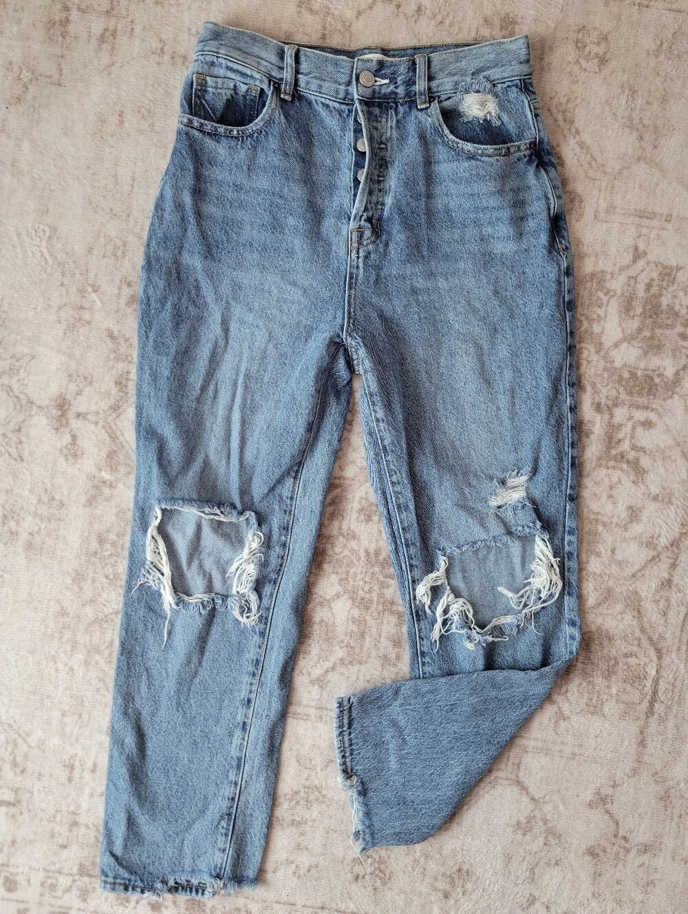 PacSun Women’s 27 High Rise Straight Jeans Button‎ Fly Distressed 90s